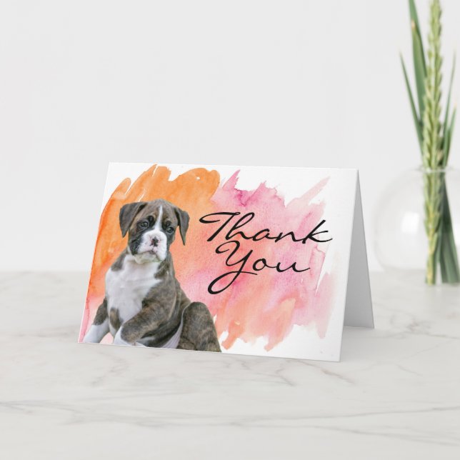 Tarjeta De Agradecimiento Perro Gracias Cartas - Brindle Boxer Dog (Anverso)