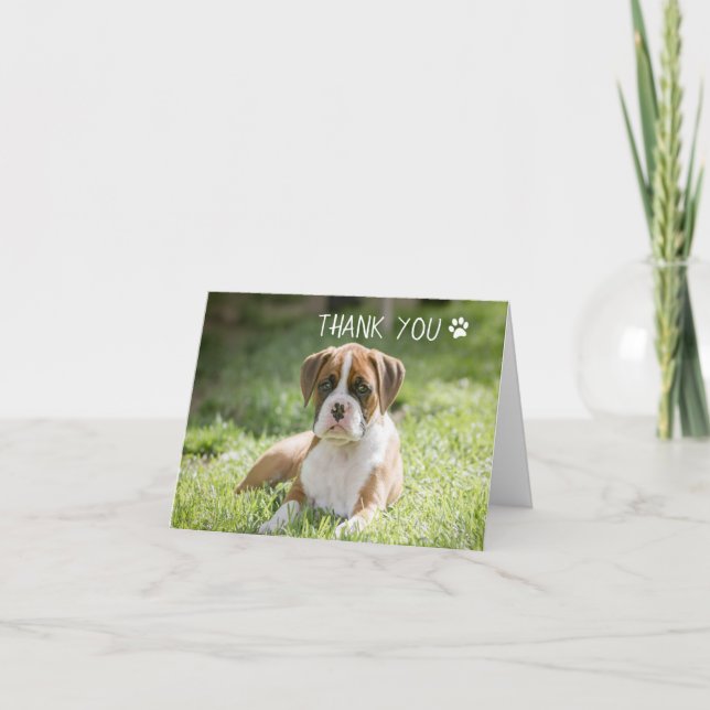 Tarjeta De Agradecimiento Perro Gracias Cartas - Perro Boxer (Anverso)