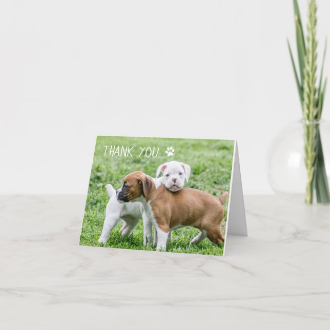 Tarjeta De Agradecimiento Perro Gracias Cartas - Perro Boxer (Anverso)