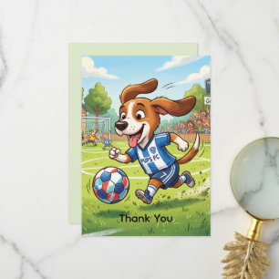 Tarjeta De Agradecimiento Perro jugando fútbol   Personalizar