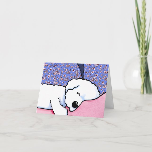 Tarjeta De Agradecimiento Perro KiniArt Cansado Bichon Notecard (Anverso)