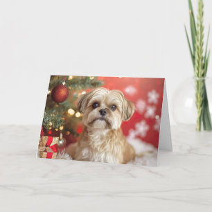 Tarjeta De Agradecimiento Perro lindo celebrando Navidades felices feriados