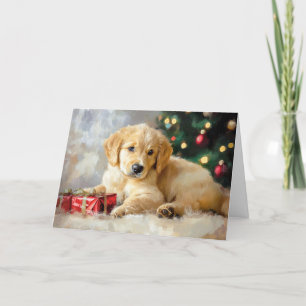 Tarjeta De Agradecimiento Perro lindo celebrando Navidades felices feriados