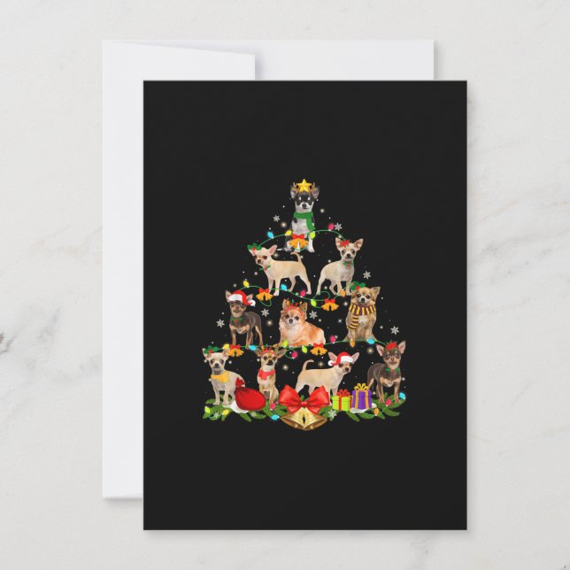 Tarjeta De Agradecimiento Perro Lover Regalos Chihuahua Árboles Navidades Lu (Anverso)