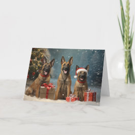 Tarjeta De Agradecimiento Perro malinois belga navidades