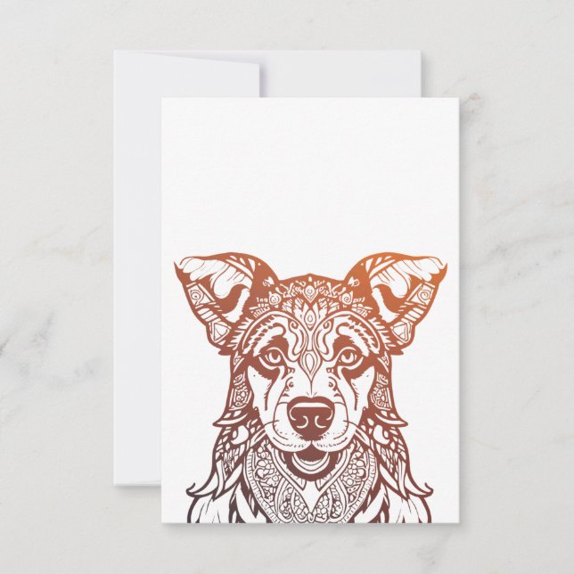 Tarjeta De Agradecimiento Perro Mandala Ornamental, perro dibujado a mano Ma (Anverso)