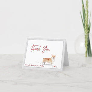 Tarjeta De Agradecimiento Perro Mascota Corgi Personaliza Cinta Ósea   
