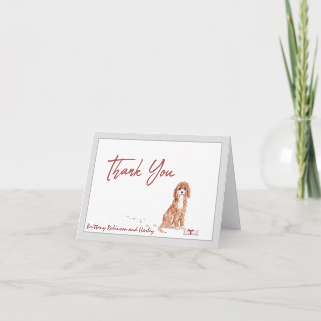 Tarjeta De Agradecimiento Perro Mascota de Cavapoo personalizado de cinta de (Anverso)