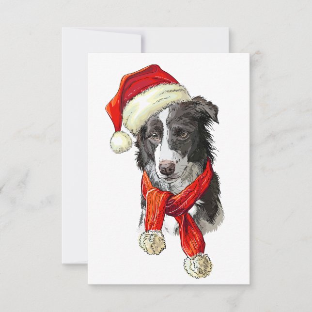 Tarjeta De Agradecimiento Perro navidad Fronterizo de Collie (Anverso)