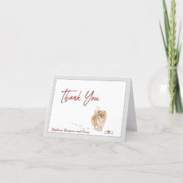 Tarjeta De Agradecimiento Perro panomerano personalizado con cinta de huesos