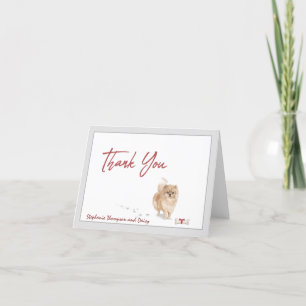 Tarjeta De Agradecimiento Perro panomerano personalizado con cinta de huesos