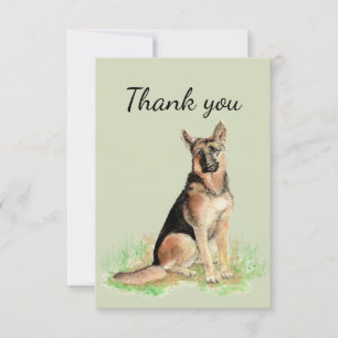 Tarjeta De Agradecimiento Perro Pastor Alemán Acuarela Gracias