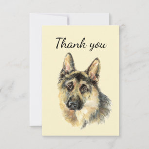 Tarjeta De Agradecimiento Perro pastor alemán acuarela Gracias
