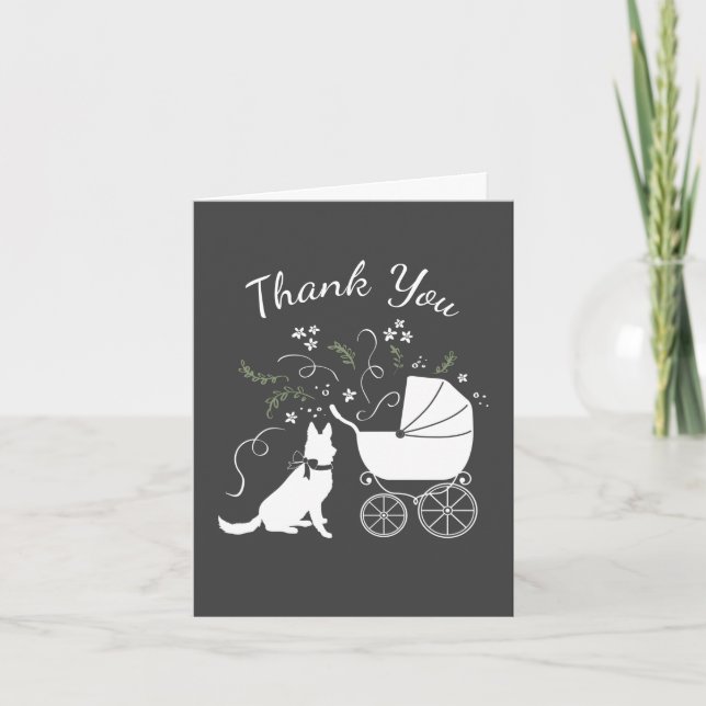 Tarjeta De Agradecimiento Perro pastor alemán Baby Shower sin género (Anverso)