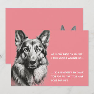 Tarjeta De Agradecimiento Perro pastor alemán negro blanco