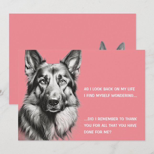 Tarjeta De Agradecimiento Perro pastor alemán negro blanco (Anverso / Reverso)