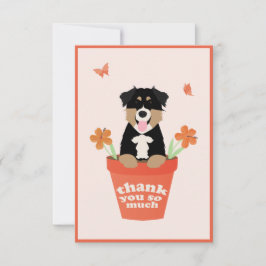 Tarjeta De Agradecimiento Perro pastor australiano en maceta de flores
