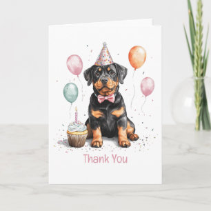 Tarjeta De Agradecimiento Perro Rottweiler Cumpleaños Gracias