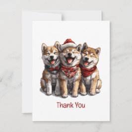 Tarjeta De Agradecimiento Perro Shiba Inu de Santa Gracias Navidad