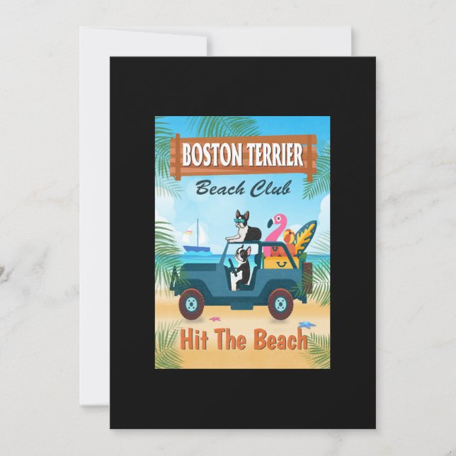 Tarjeta De Agradecimiento Perro Terrier De Boston Golpea El Gracioso Auto De (Anverso)