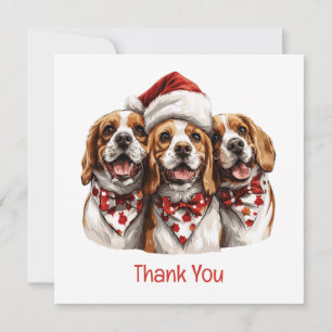 Tarjeta De Agradecimiento Perros Beagle de Navidad Gracias