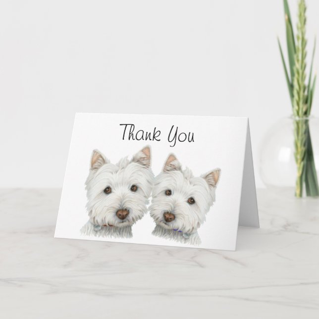 Tarjeta De Agradecimiento Perros Cute Westie (Anverso)