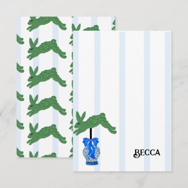 Tarjeta De Agradecimiento Perros de Blue Staffordshire Topiary Ginger Jar Ja (Anverso / Reverso)