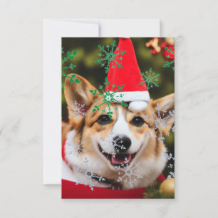 Tarjeta De Agradecimiento Perros de Corgi sonriendo navidades diversión