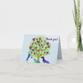 Tarjeta De Agradecimiento Perros de Dachshund y árboles con corazones Gracia