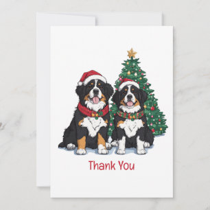 Tarjeta De Agradecimiento Perros de montaña berneses de Navidad gracias