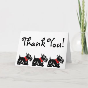 Tarjeta De Agradecimiento Perros escoceses con arcos rojos gracias carta