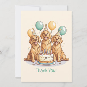 Tarjeta De Agradecimiento Perros Golden Retriever Cumpleaños Gracias