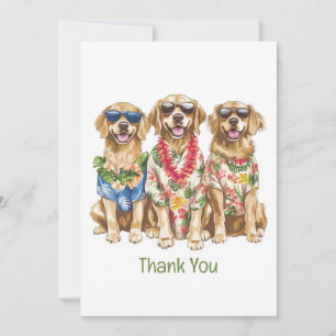 Tarjeta De Agradecimiento Perros Golden Retriever Hawaianos Gracias