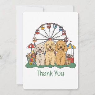 Tarjeta De Agradecimiento Perros Goldendoodle agradecidos en un carnaval