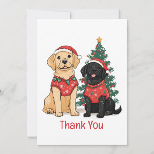 Tarjeta De Agradecimiento Perros Labrador Retriever de Navidad Gracias