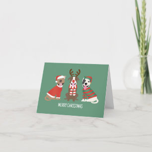 Tarjeta De Agradecimiento Perros Pit Bull de Navidad Gracias