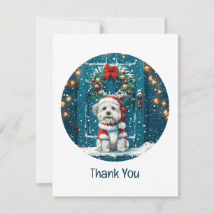 Tarjeta De Agradecimiento Perros Shih Tzu de Navidad Gracias