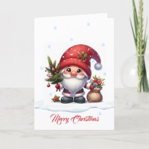 Tarjeta De Agradecimiento Personaje de caricatura de Gnome Santa Claus