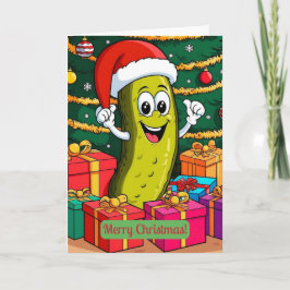 Tarjeta De Agradecimiento Personaje de dibujos animados de pepino de Navidad