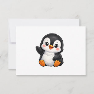 Tarjeta De Agradecimiento Personaje de dibujos animados de pingüino bebé lin
