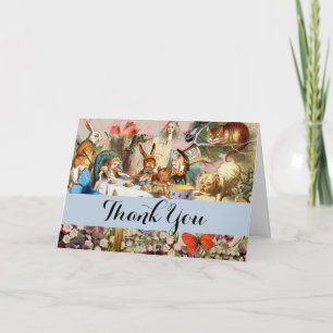 Tarjeta De Agradecimiento Personajes de Alice in Wonderland tea fiesta