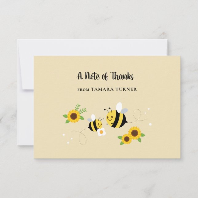 Tarjeta De Agradecimiento Personajes personalizados Baby Shower mami-to-bee (Anverso)