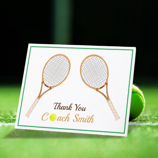 Tarjeta De Agradecimiento Personalice al entrenador de tenis Gracias (Coach, your impact serves as our winning inspiration. Grateful!)
