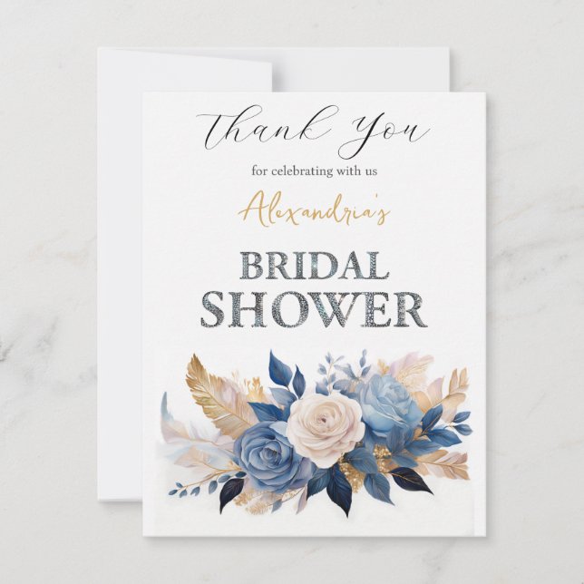 Tarjeta De Agradecimiento Personalice el ramo Bridal Shower Rose (Anverso)
