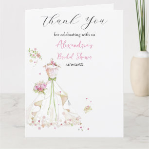 Tarjeta De Agradecimiento Personalice el vestido de ducha de novia Gracias