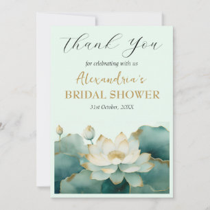 Tarjeta De Agradecimiento Personalice Lotus flower Bridal Shower Gracias