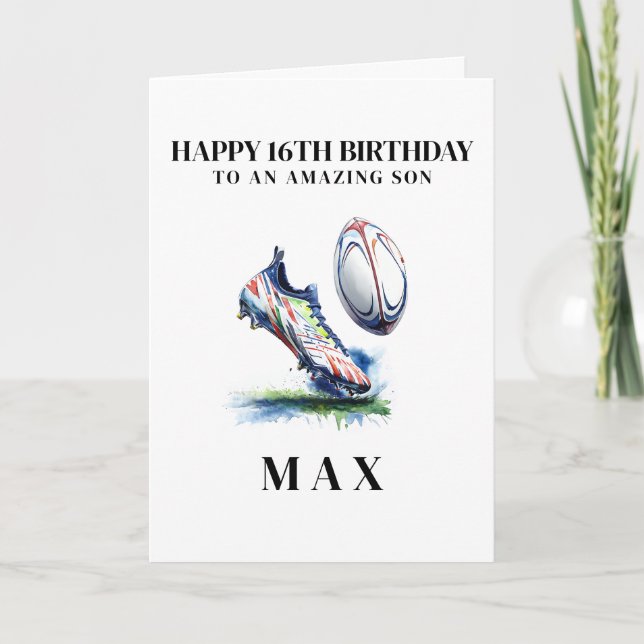 Tarjeta De Agradecimiento Personalised Rugby Birthday Card (Anverso)