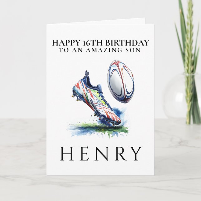 Tarjeta De Agradecimiento Personalised Rugby Birthday Card (Anverso)