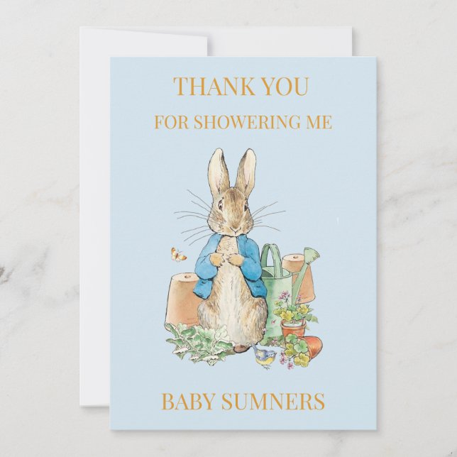 Tarjeta De Agradecimiento Personaliza a Peter el conejo Gracias (Anverso)