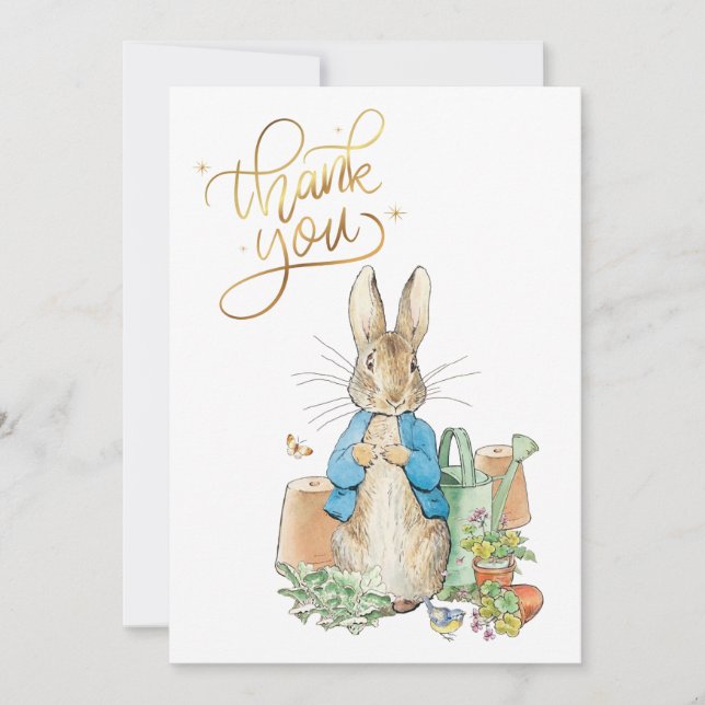 Tarjeta De Agradecimiento Personaliza a Peter el conejo Gracias (Anverso)